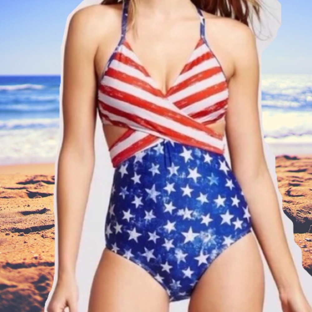 🆕Stars & Stripes Distressed Print Monokini